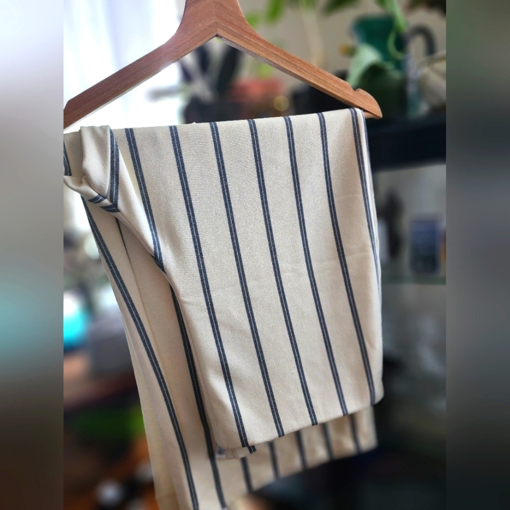 H&M Cream and Blue Stripe Culottes
